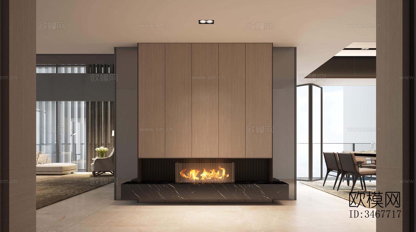 现代大平层效果图下载（渲染图5）