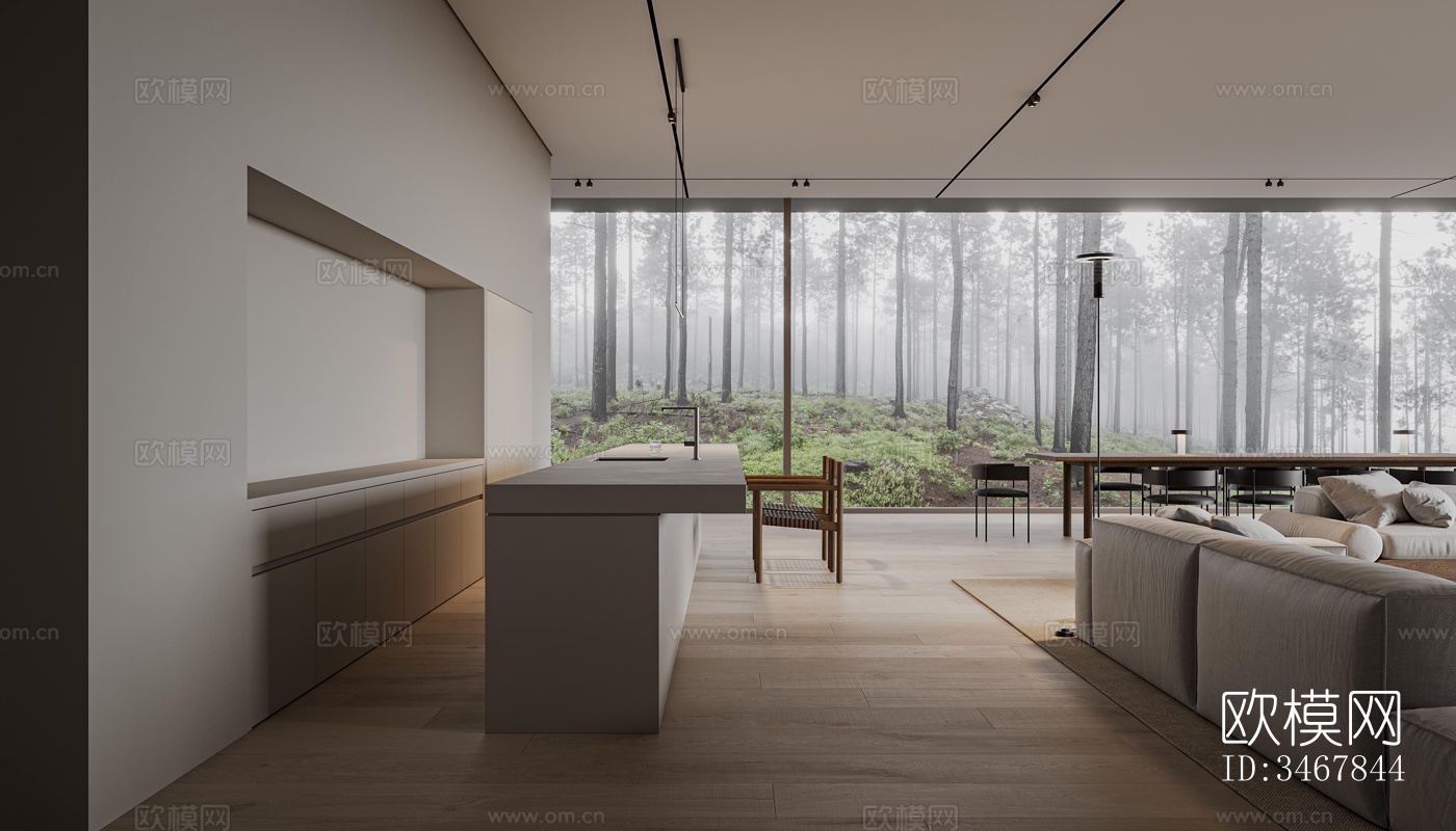 现代大平层效果图下载（渲染图8）