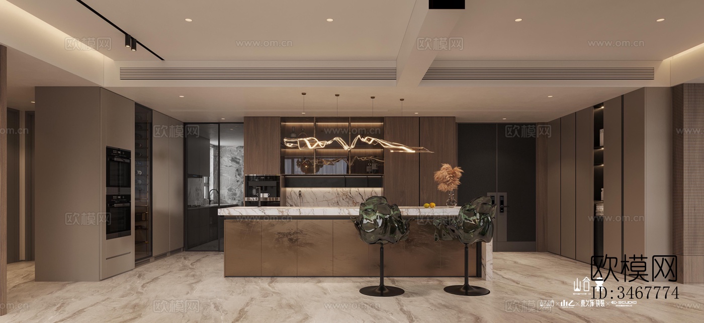 现代大平层效果图下载（渲染图4）