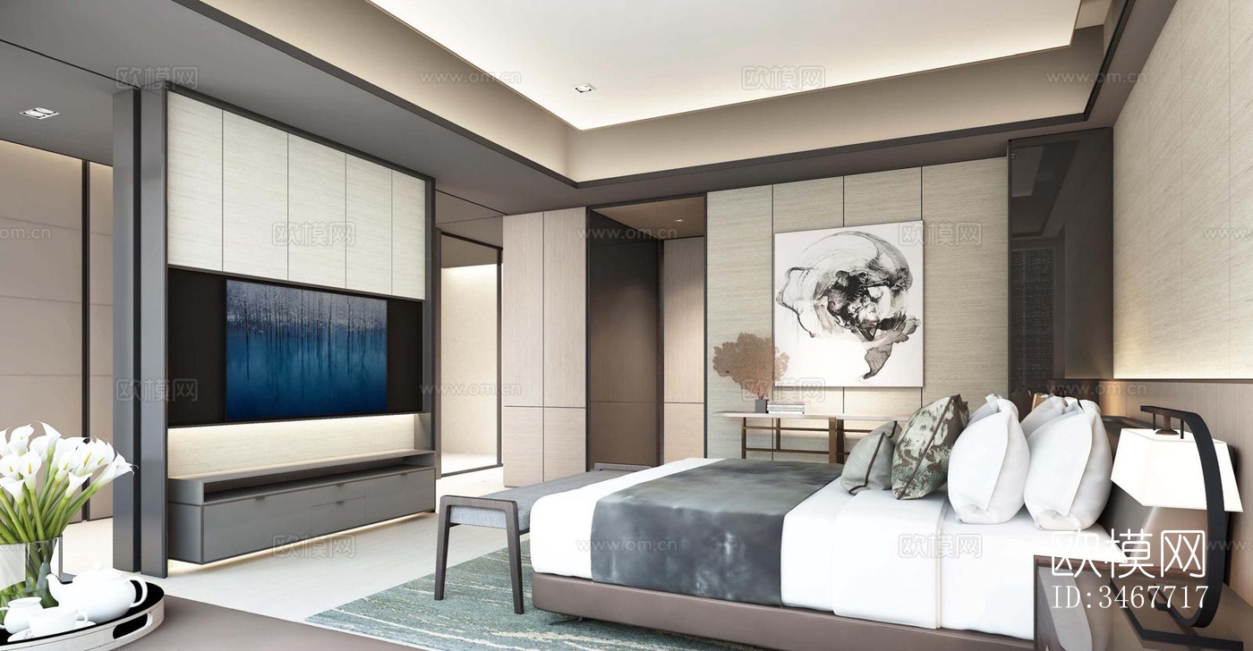 现代大平层效果图下载（渲染图4）