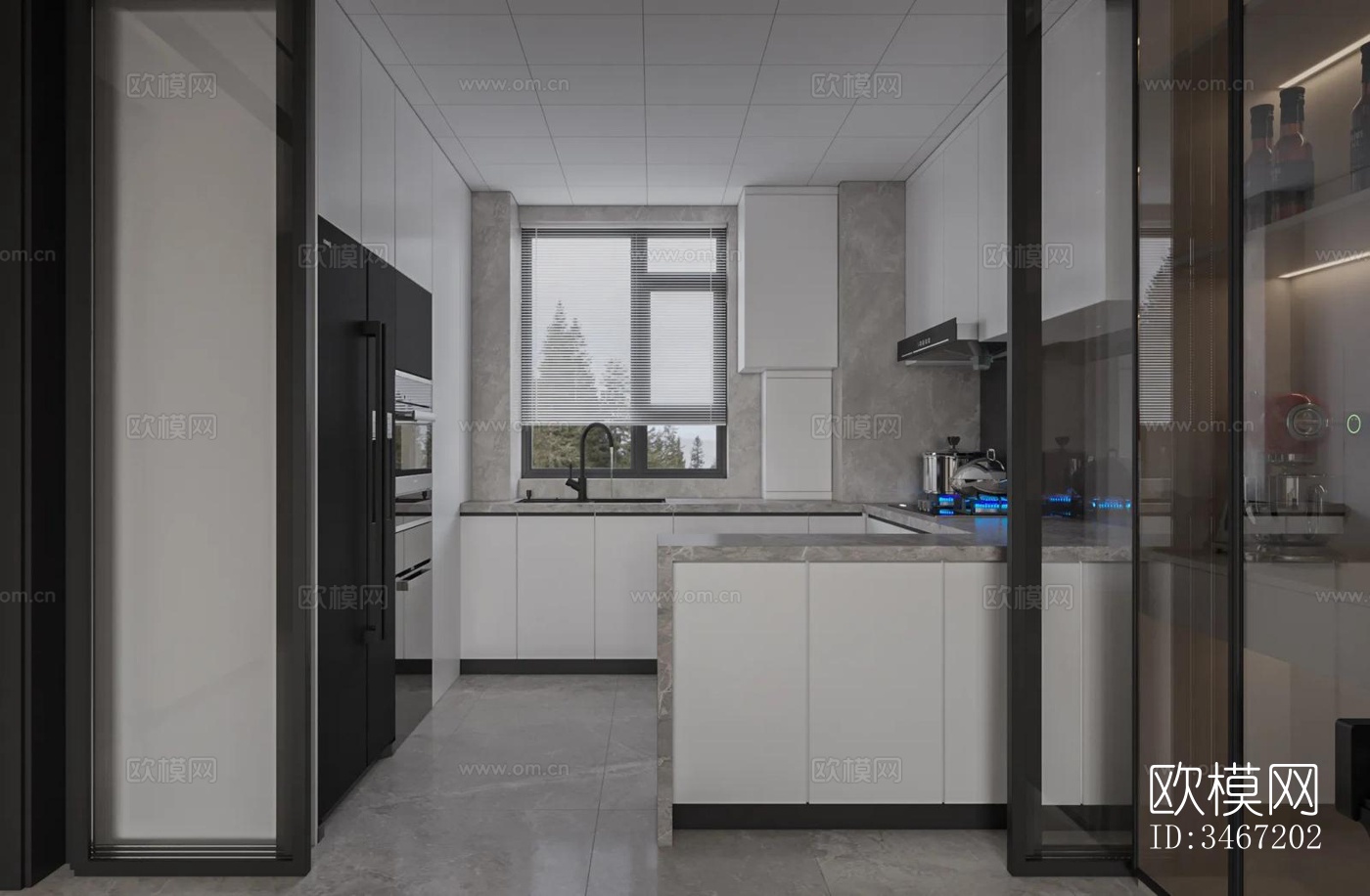 现代大平层效果图下载（渲染图6）