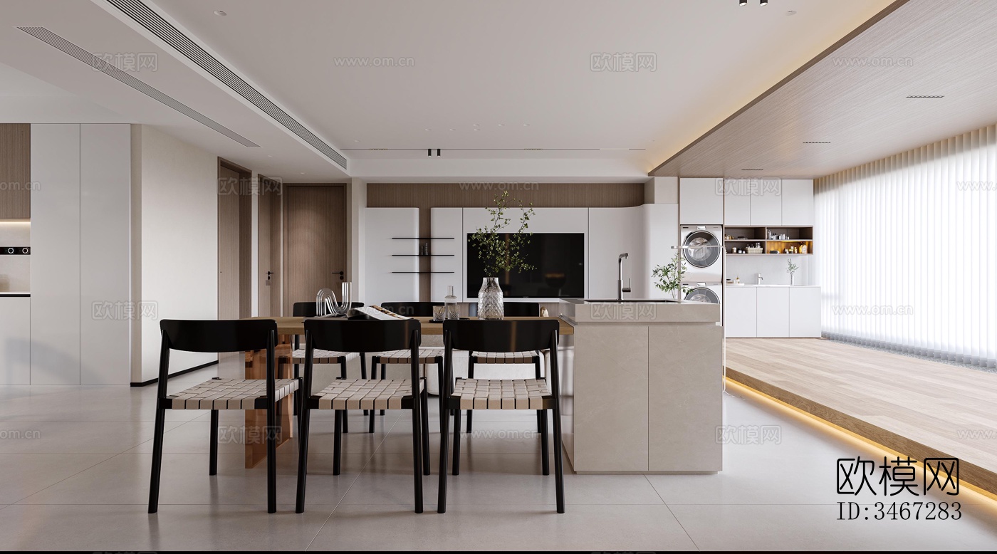 现代大平层效果图下载（渲染图5）