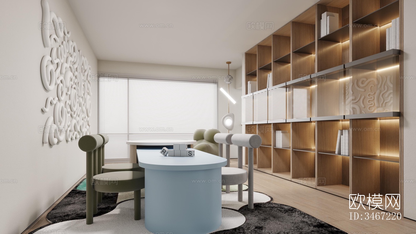 现代大平层效果图下载（渲染图1）