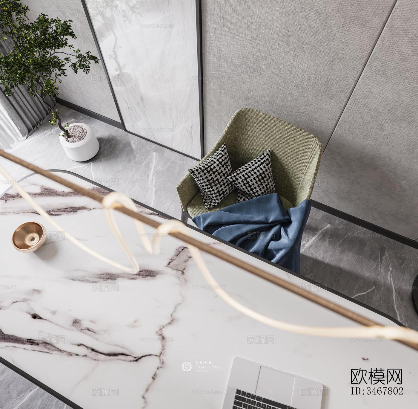 现代大平层效果图下载（渲染图9）