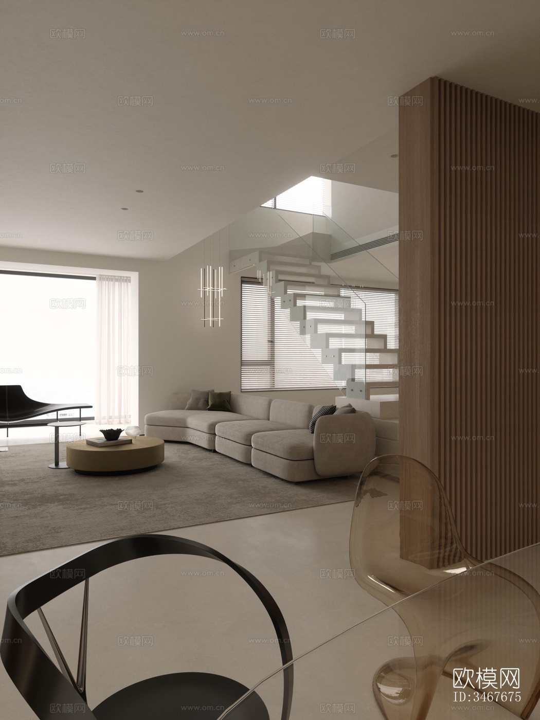 现代大平层效果图下载（渲染图8）