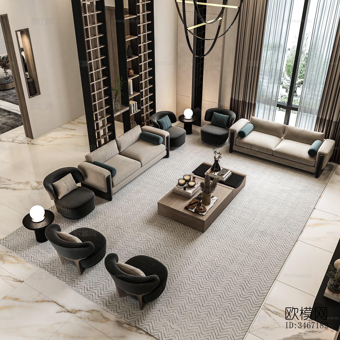 现代大平层效果图下载（渲染图5）