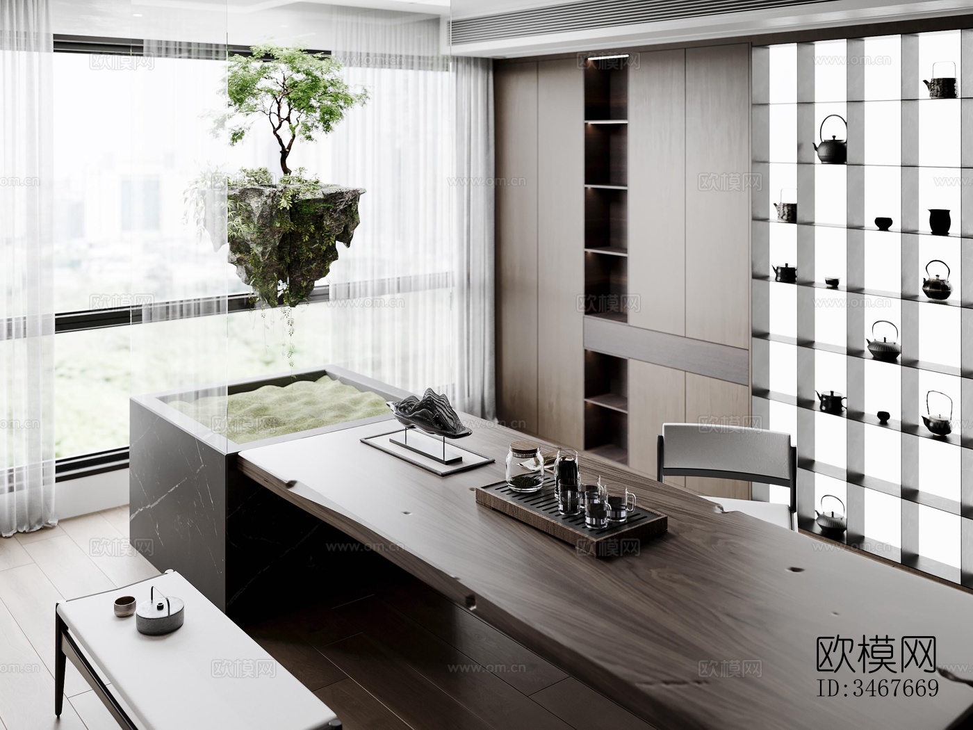 现代大平层效果图下载（渲染图12）