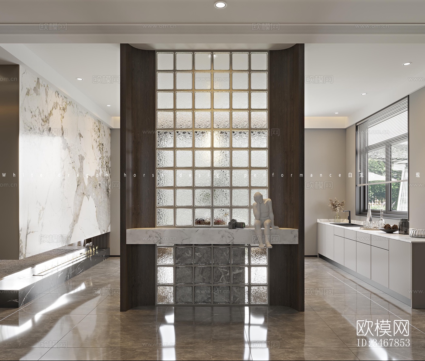 现代大平层效果图下载（渲染图1）