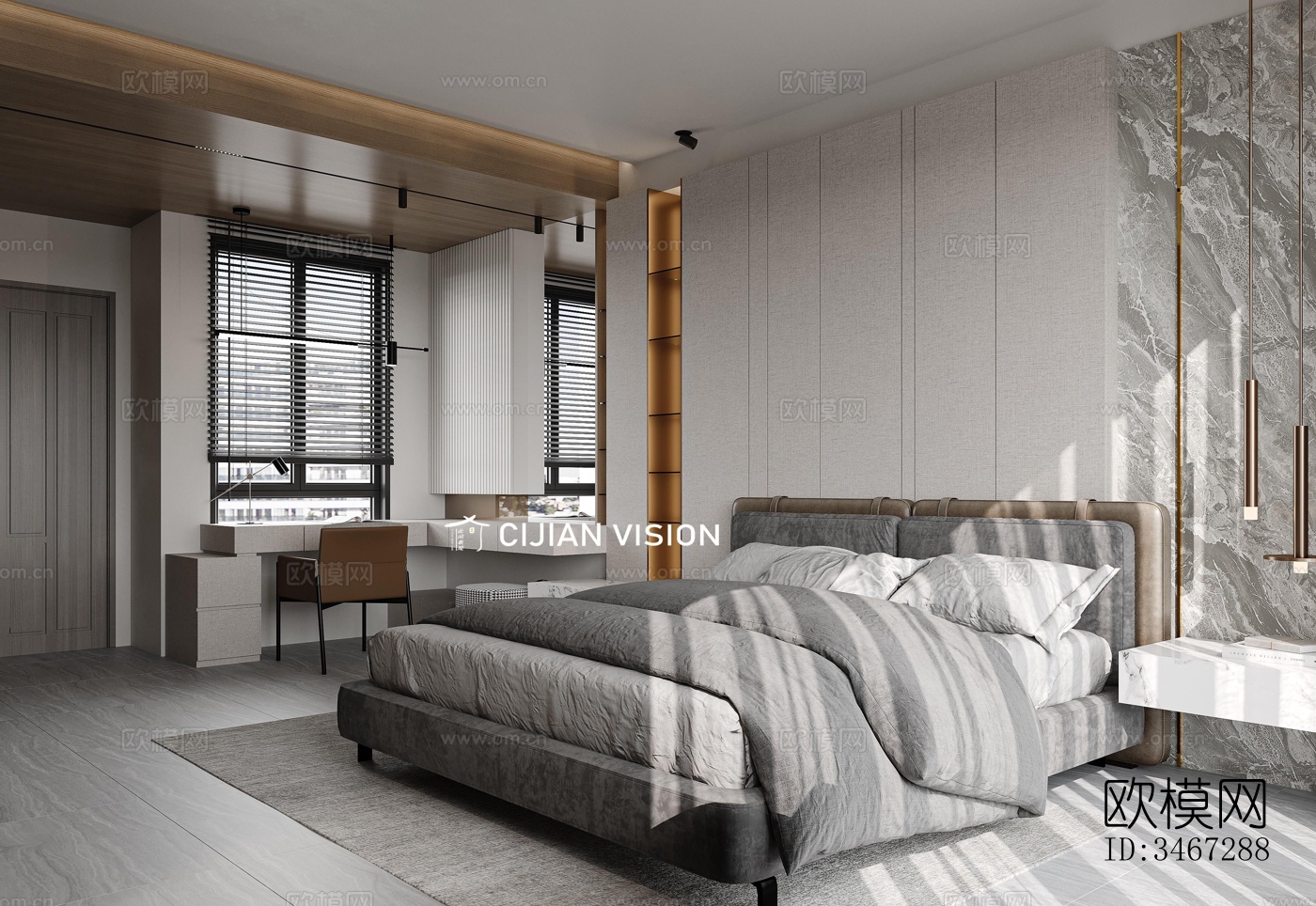 现代大平层效果图下载（渲染图10）