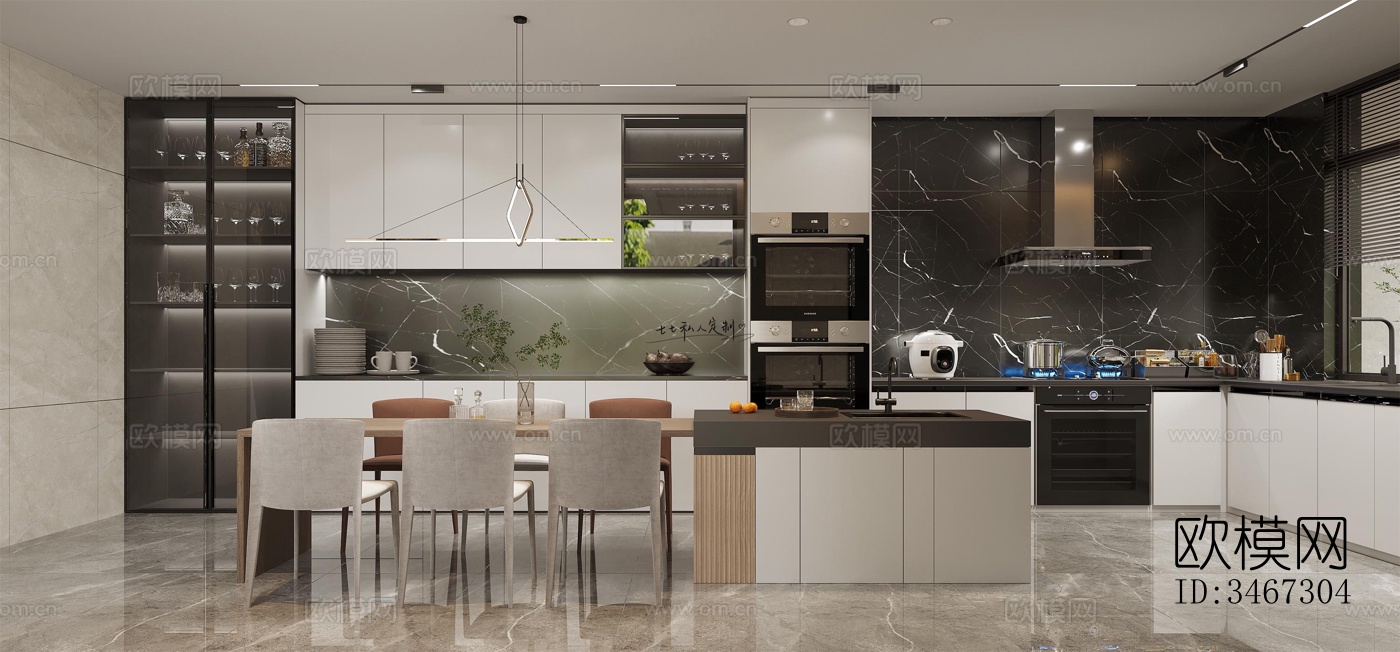 现代大平层效果图下载（渲染图2）