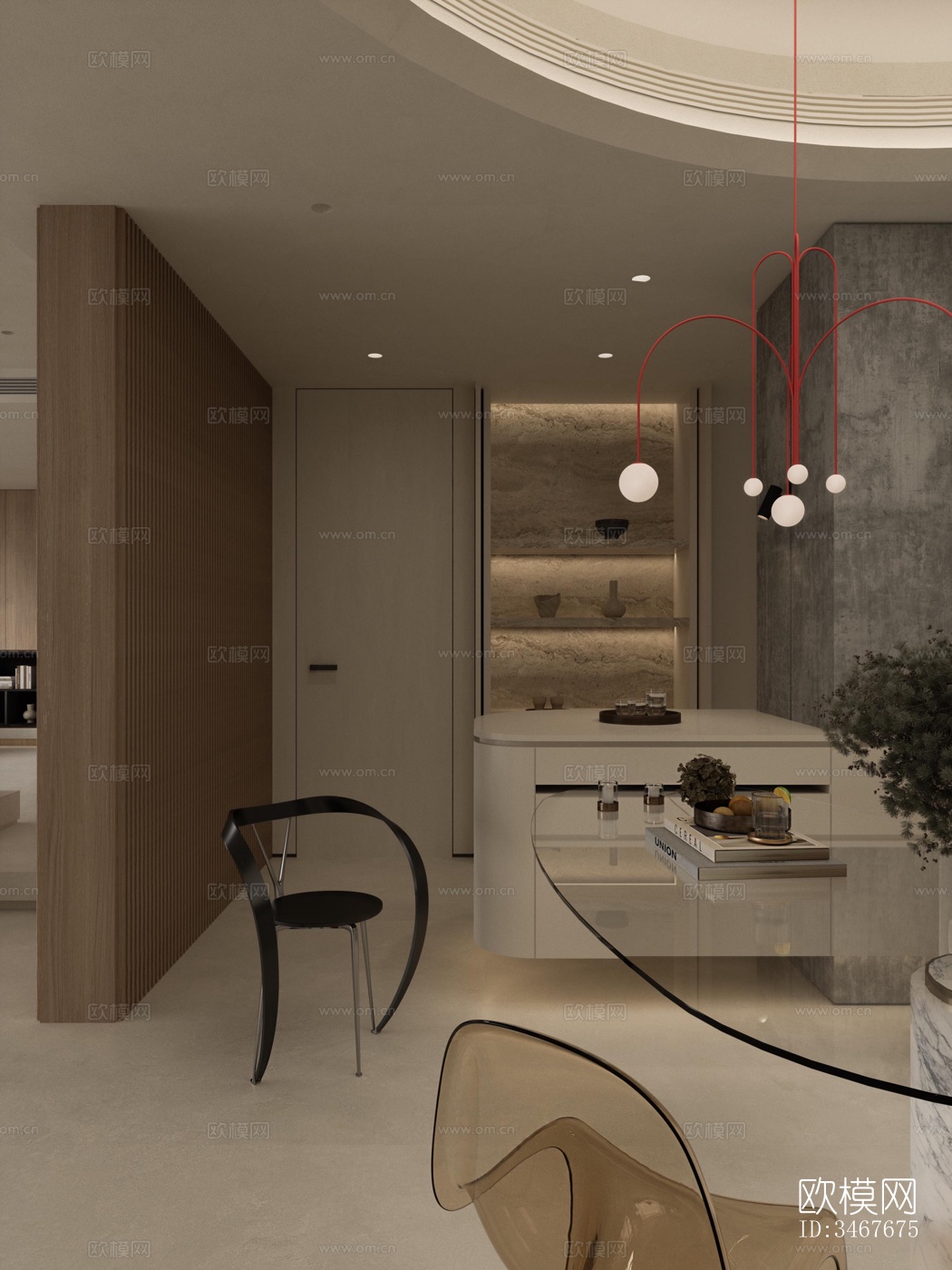 现代大平层效果图下载（渲染图4）