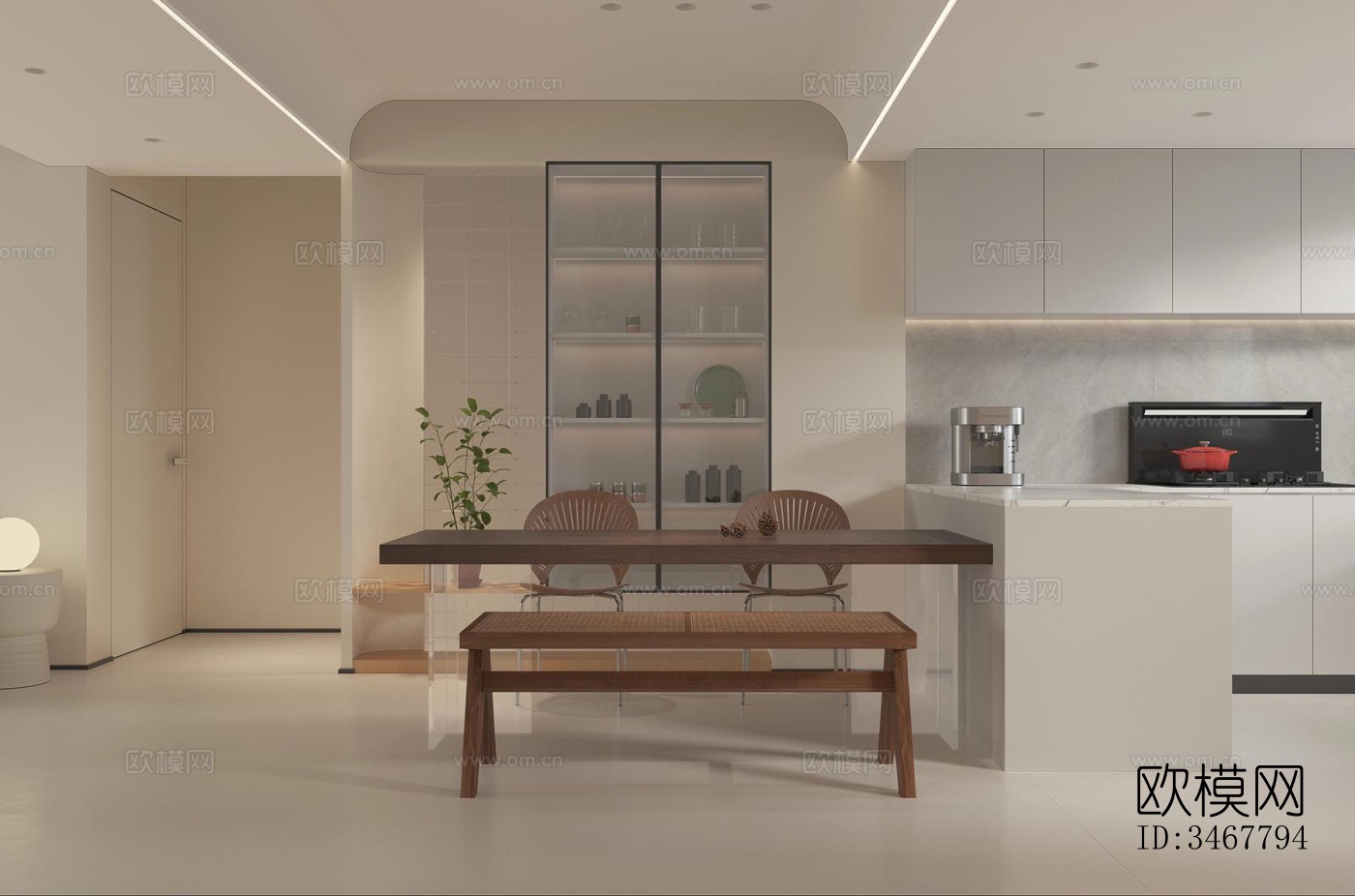 现代大平层效果图下载（渲染图6）