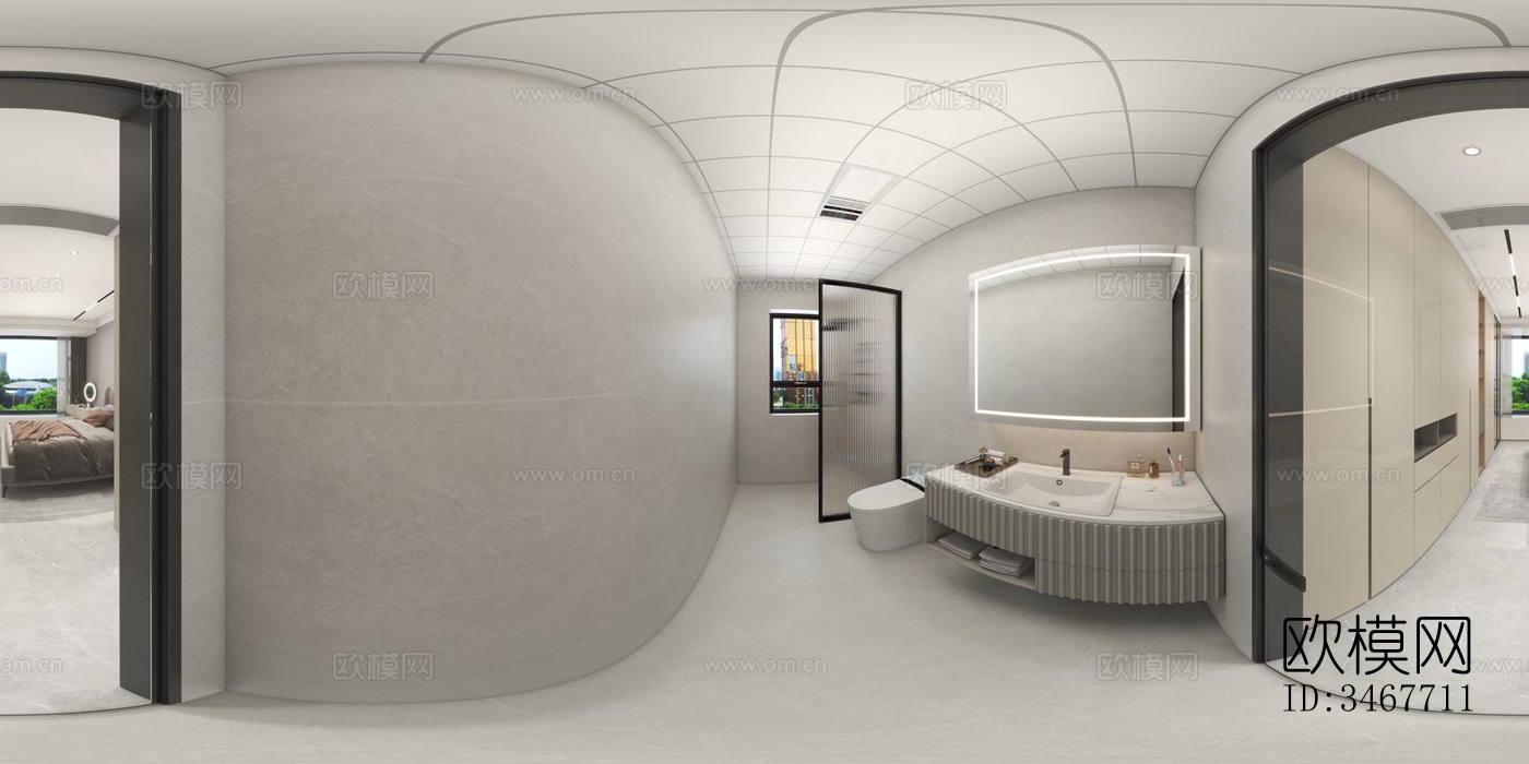 现代大平层效果图下载（渲染图5）