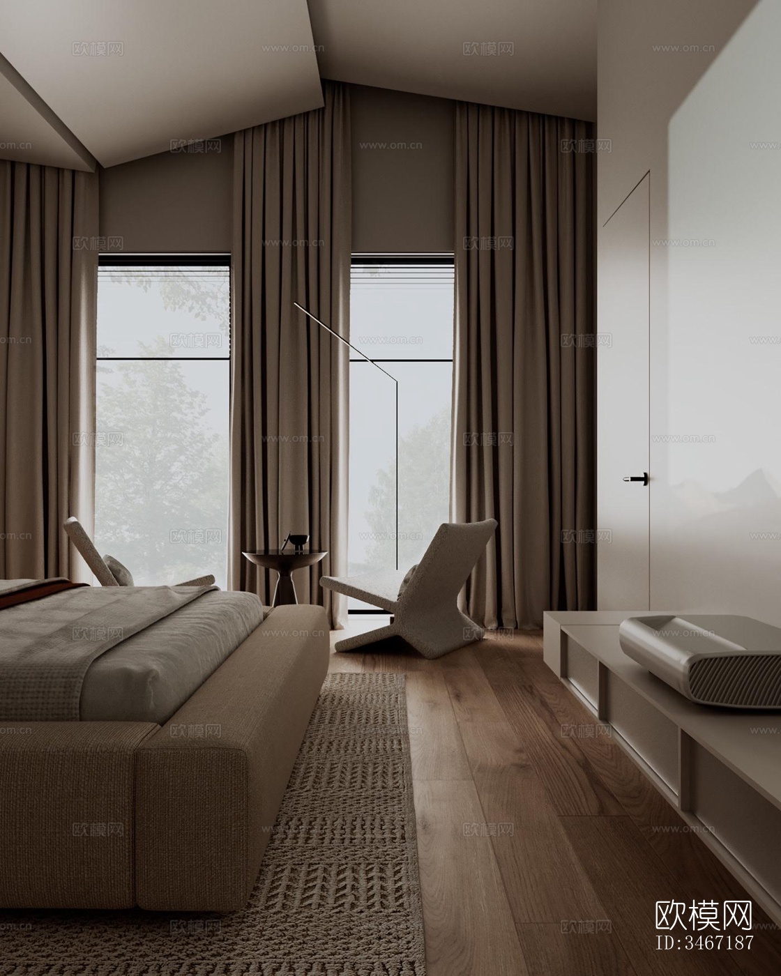 现代大平层效果图下载（渲染图6）