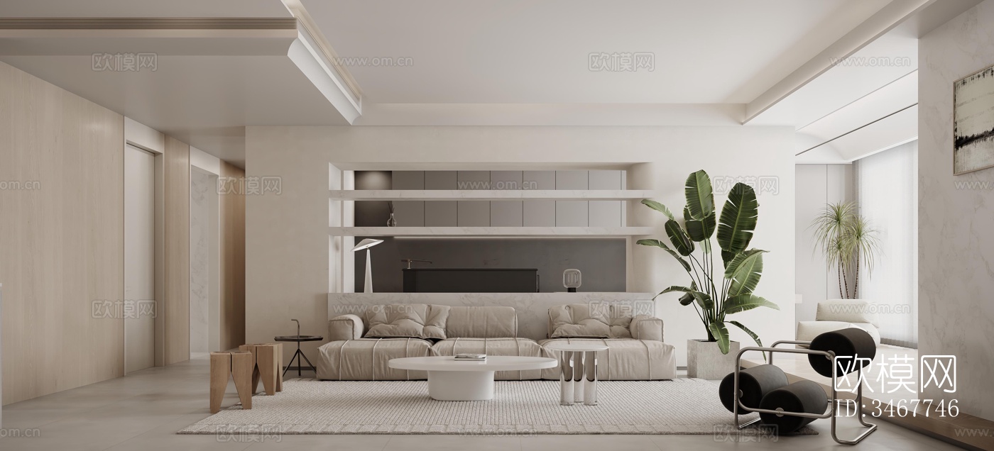 现代大平层效果图下载（渲染图8）