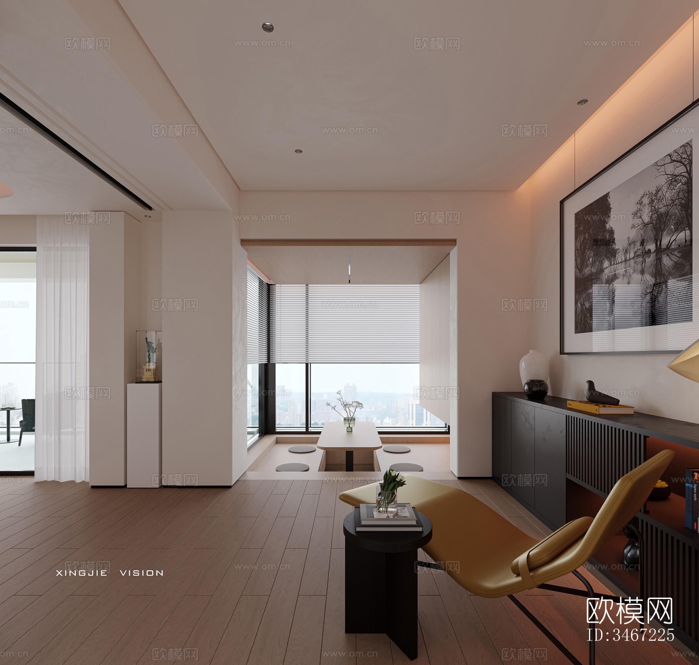 现代大平层效果图下载（渲染图9）