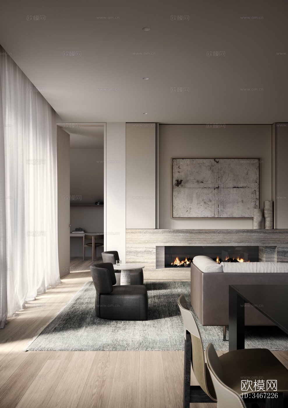 现代大平层效果图下载（渲染图17）