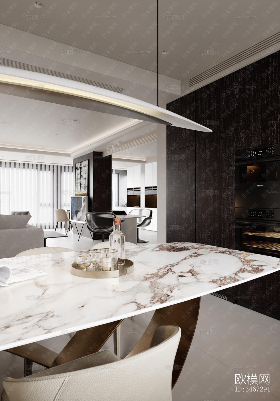 现代大平层效果图下载（渲染图14）