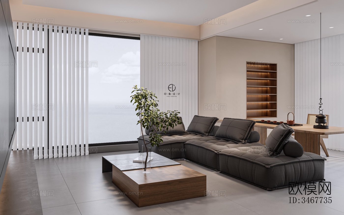 现代大平层效果图下载（渲染图13）