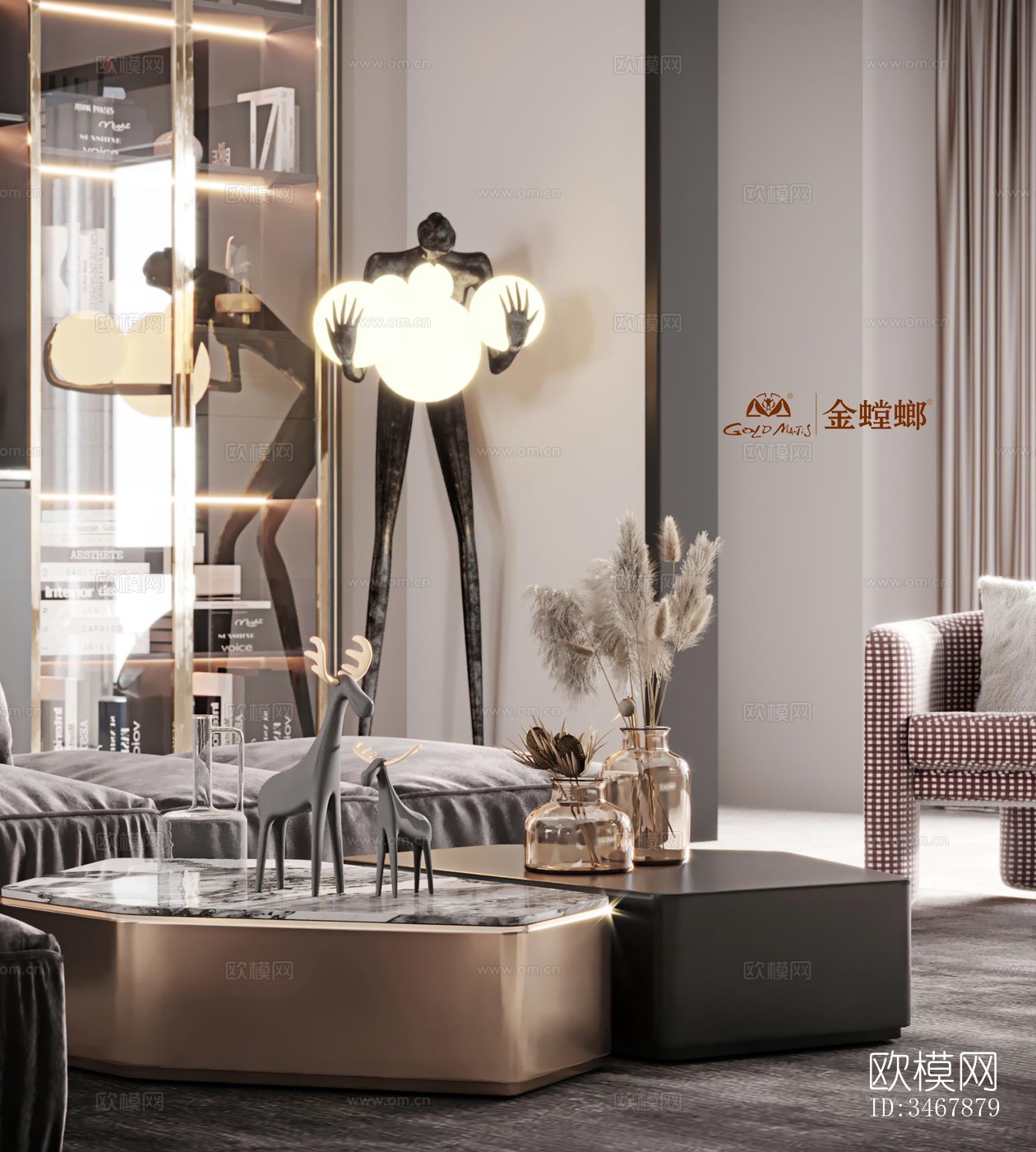 现代大平层效果图下载（渲染图2）