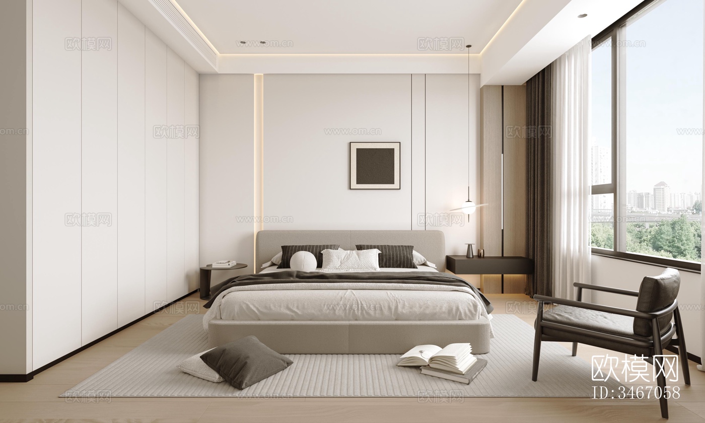 现代卧室效果图下载（渲染图4）