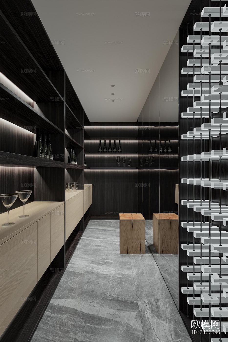 现代大平层效果图下载（渲染图3）