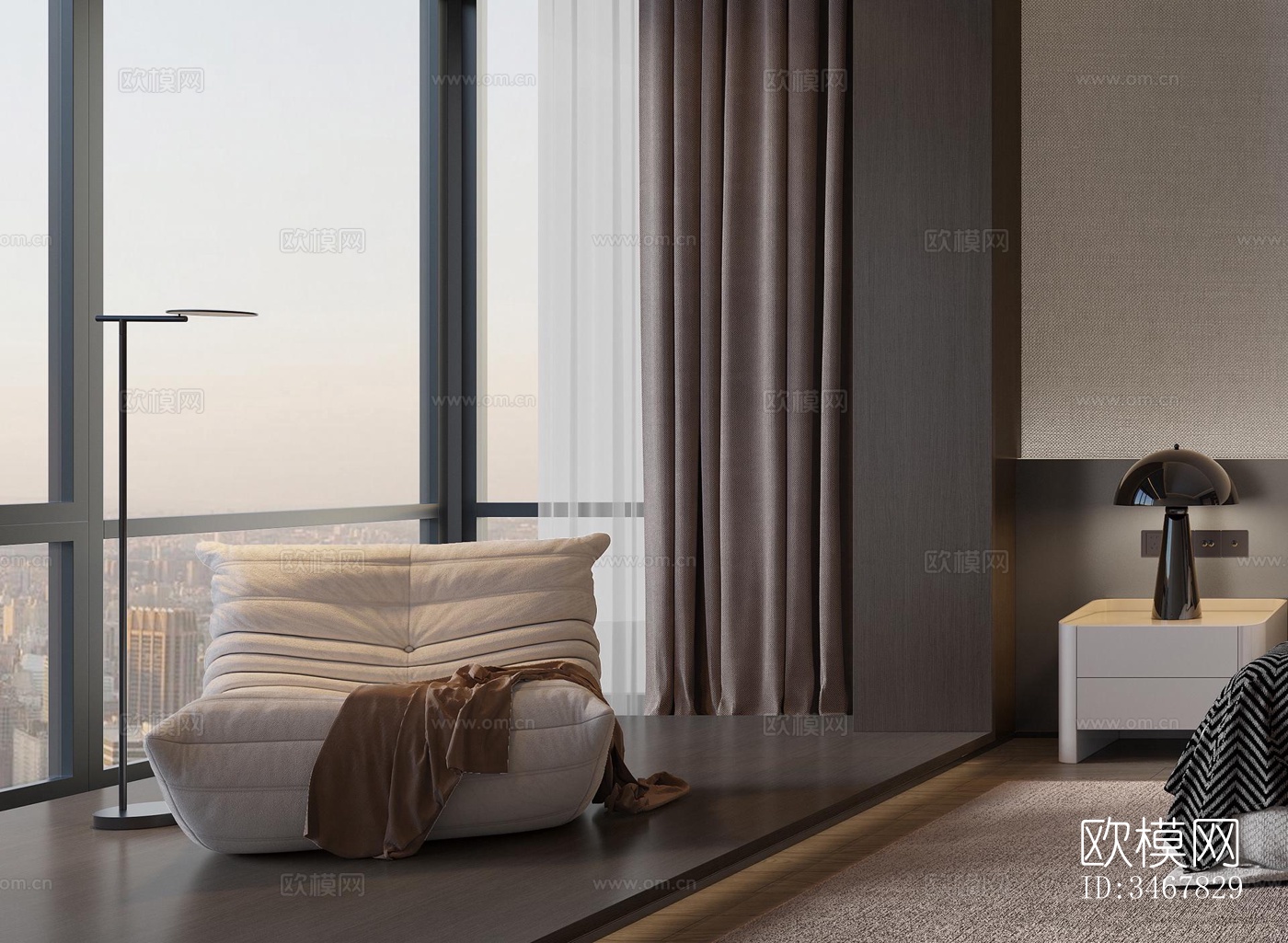 现代大平层效果图下载（渲染图10）