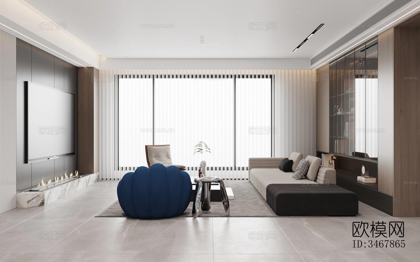 现代大平层效果图下载（渲染图20）