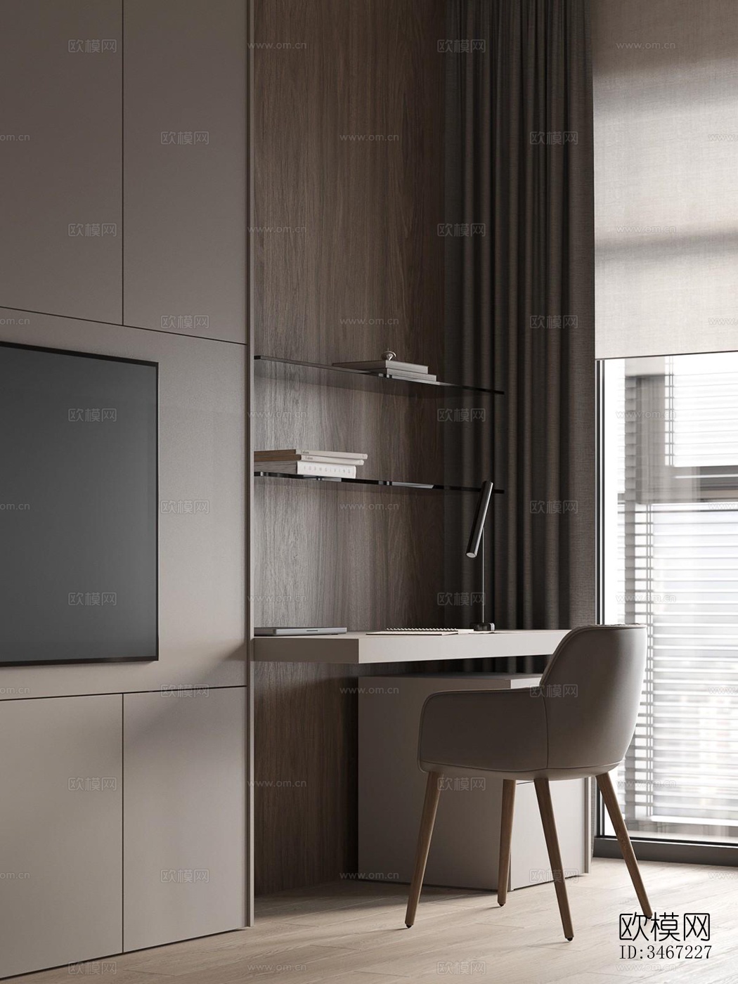 现代大平层效果图下载（渲染图6）