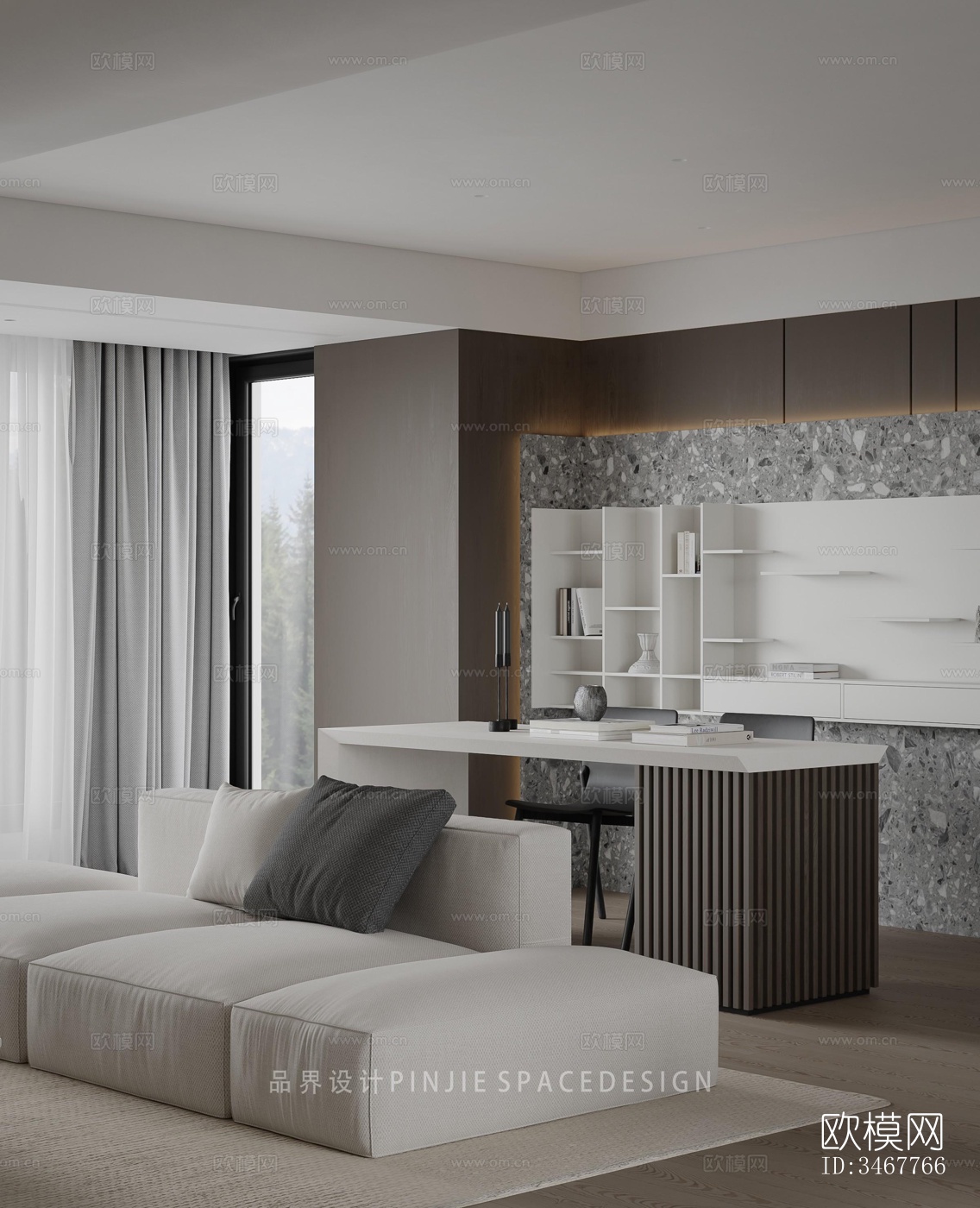 现代大平层效果图下载（渲染图10）