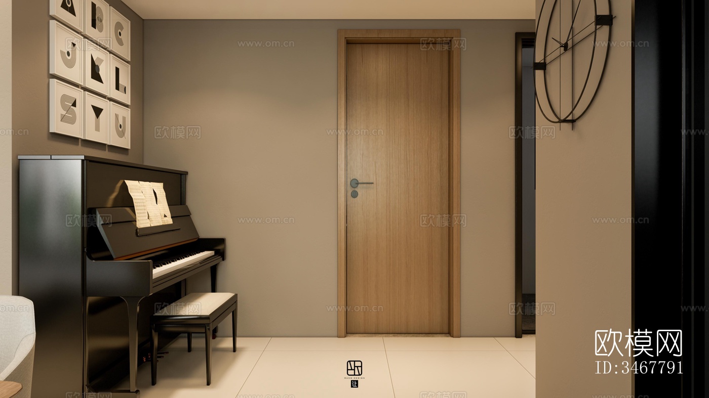 现代大平层效果图下载（渲染图19）