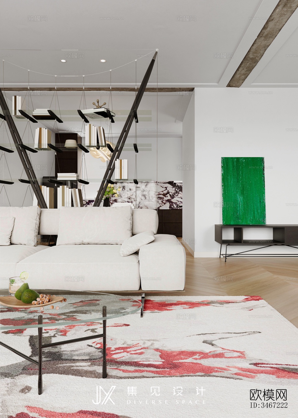 现代大平层效果图下载（渲染图14）