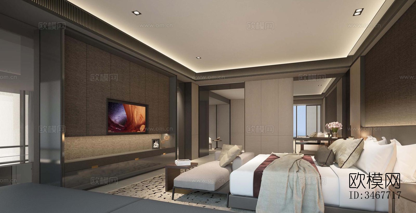 现代大平层效果图下载（渲染图6）