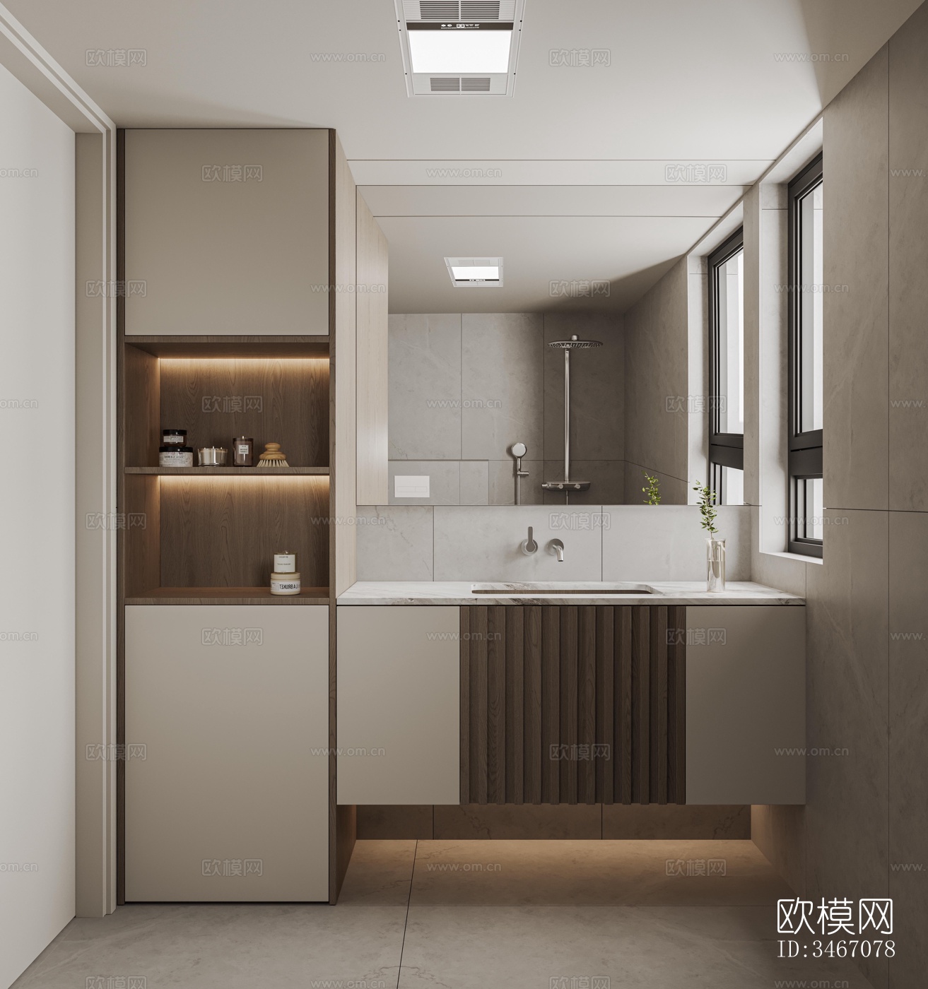 现代卫生间效果图下载（渲染图3）