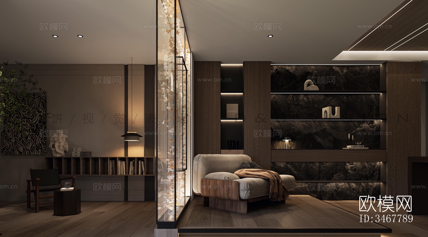 现代大平层效果图下载（渲染图14）