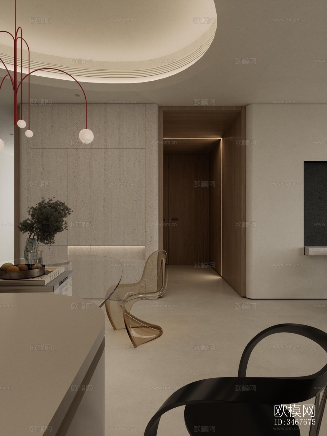 现代大平层效果图下载（渲染图10）