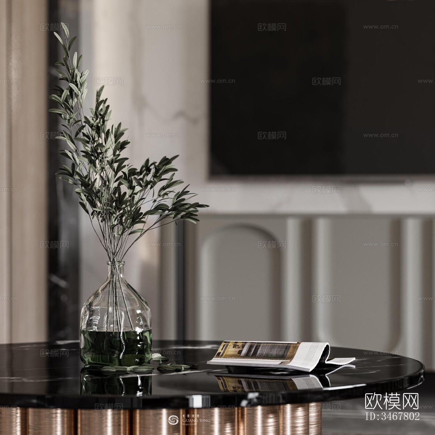 现代大平层效果图下载（渲染图6）