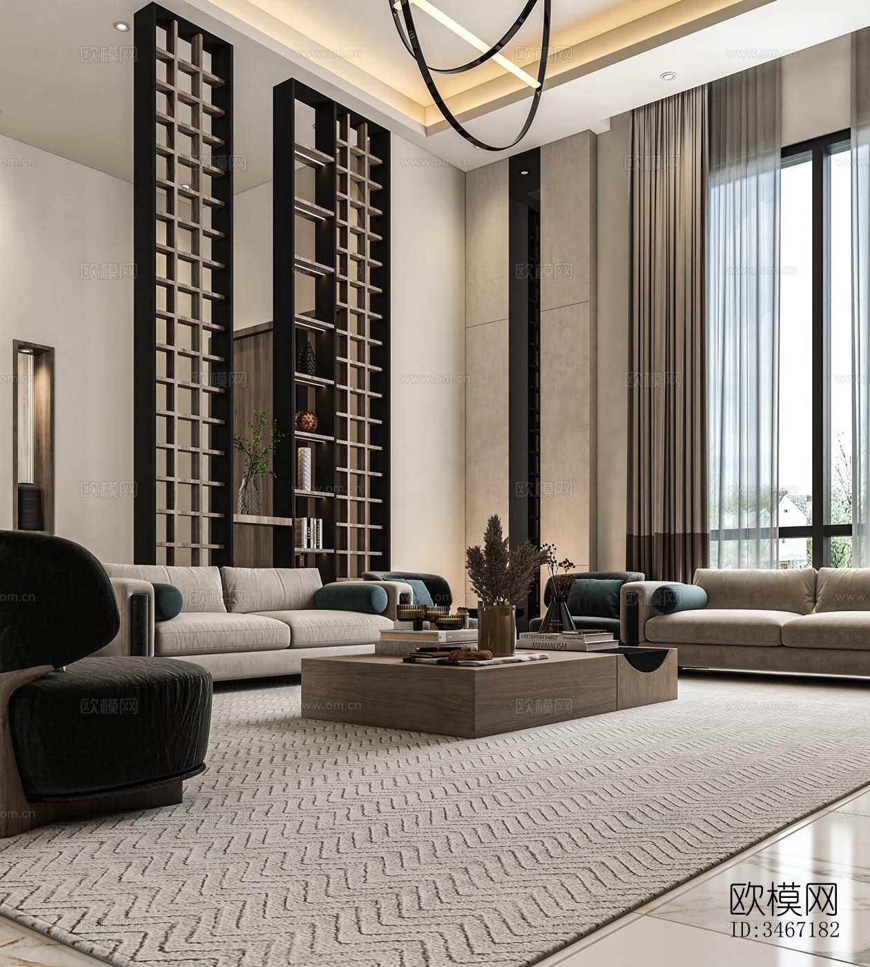 现代大平层效果图下载（渲染图14）