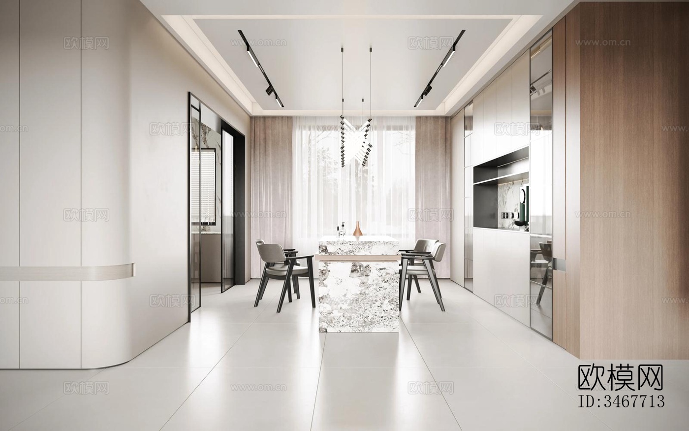 现代大平层效果图下载（渲染图6）