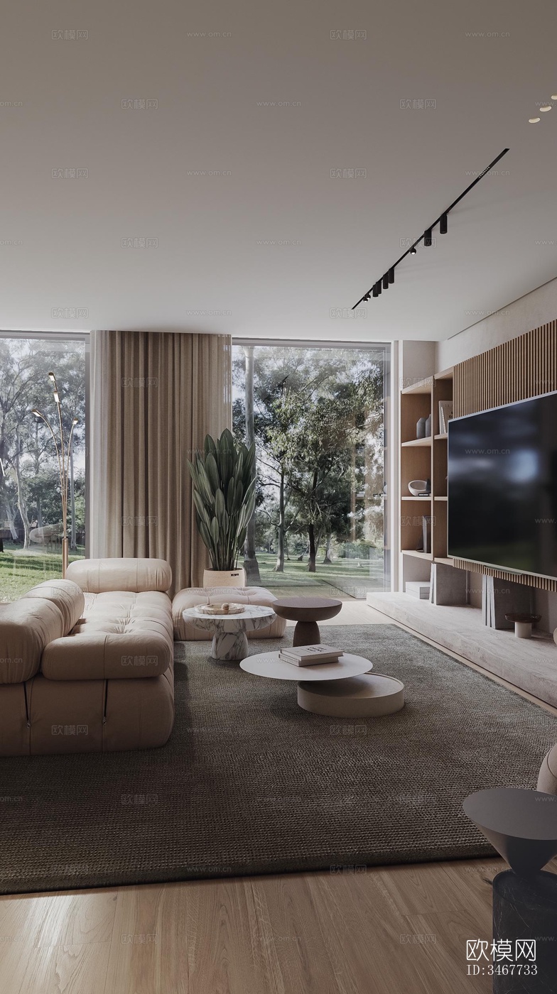 现代大平层效果图下载（渲染图11）