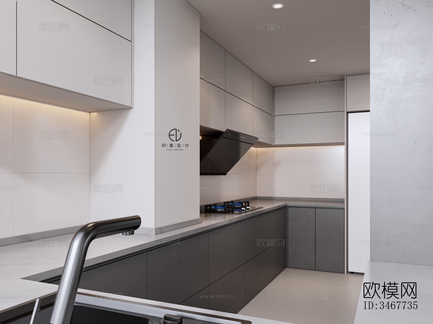 现代大平层效果图下载（渲染图6）