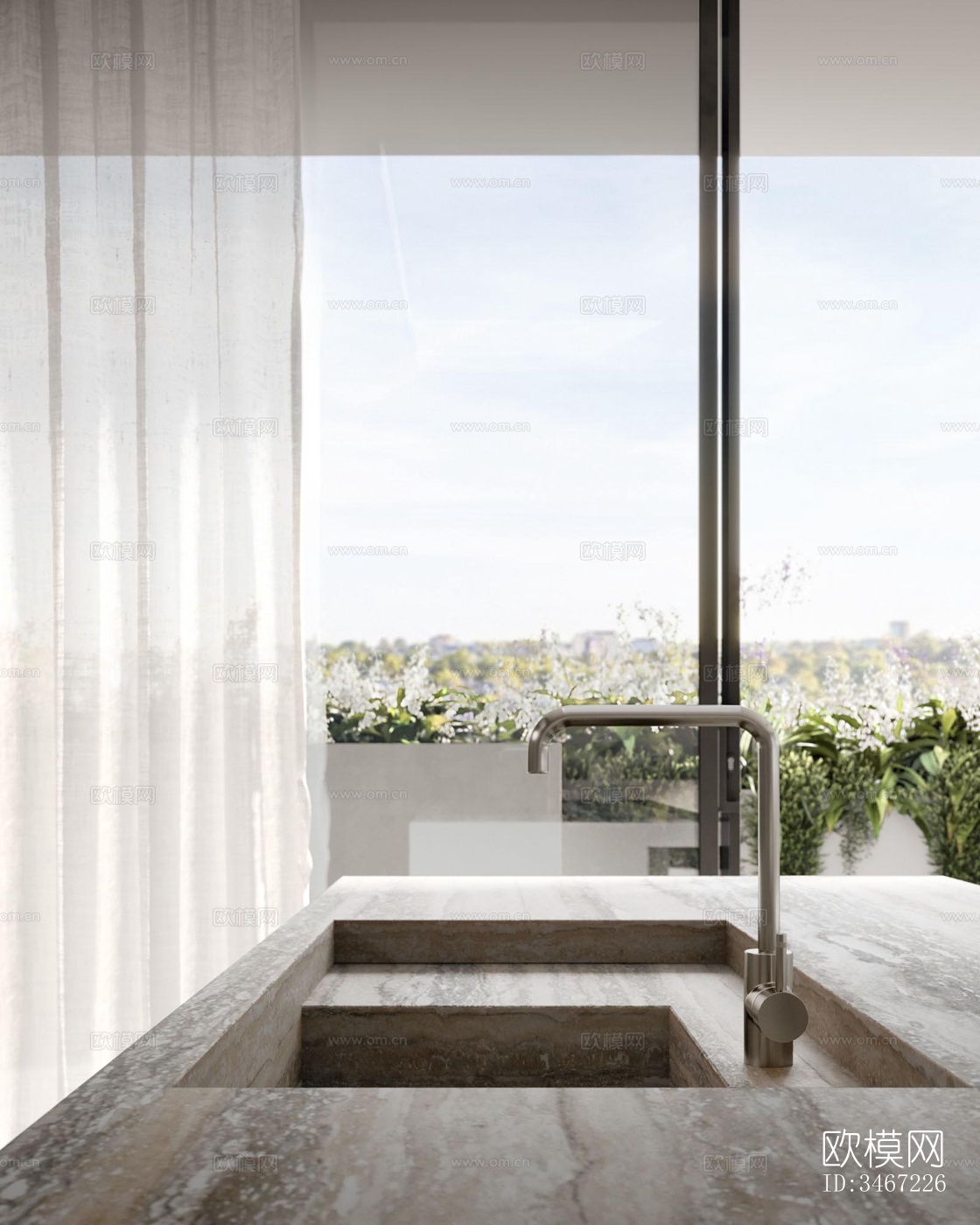 现代大平层效果图下载（渲染图6）