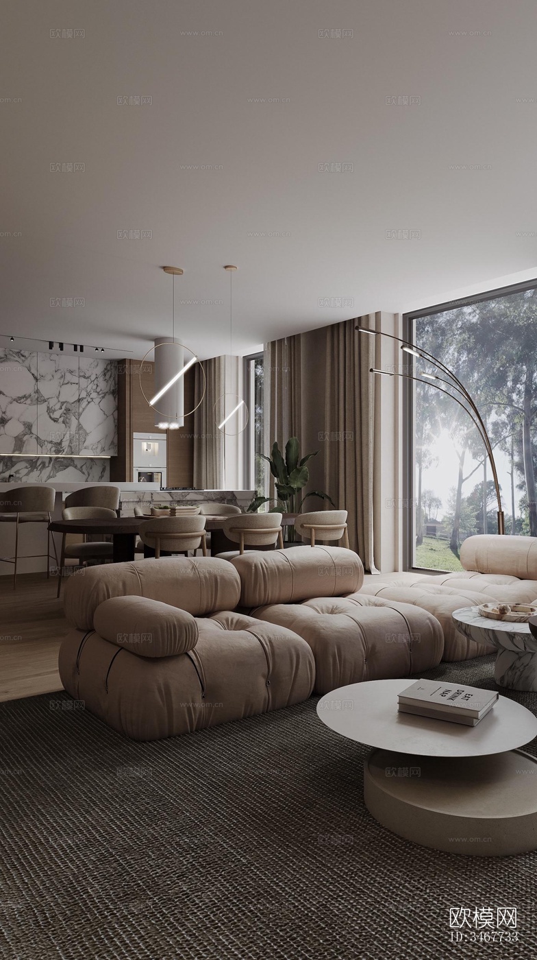 现代大平层效果图下载（渲染图10）