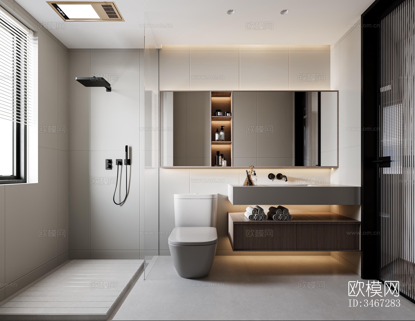 现代大平层效果图下载（渲染图4）