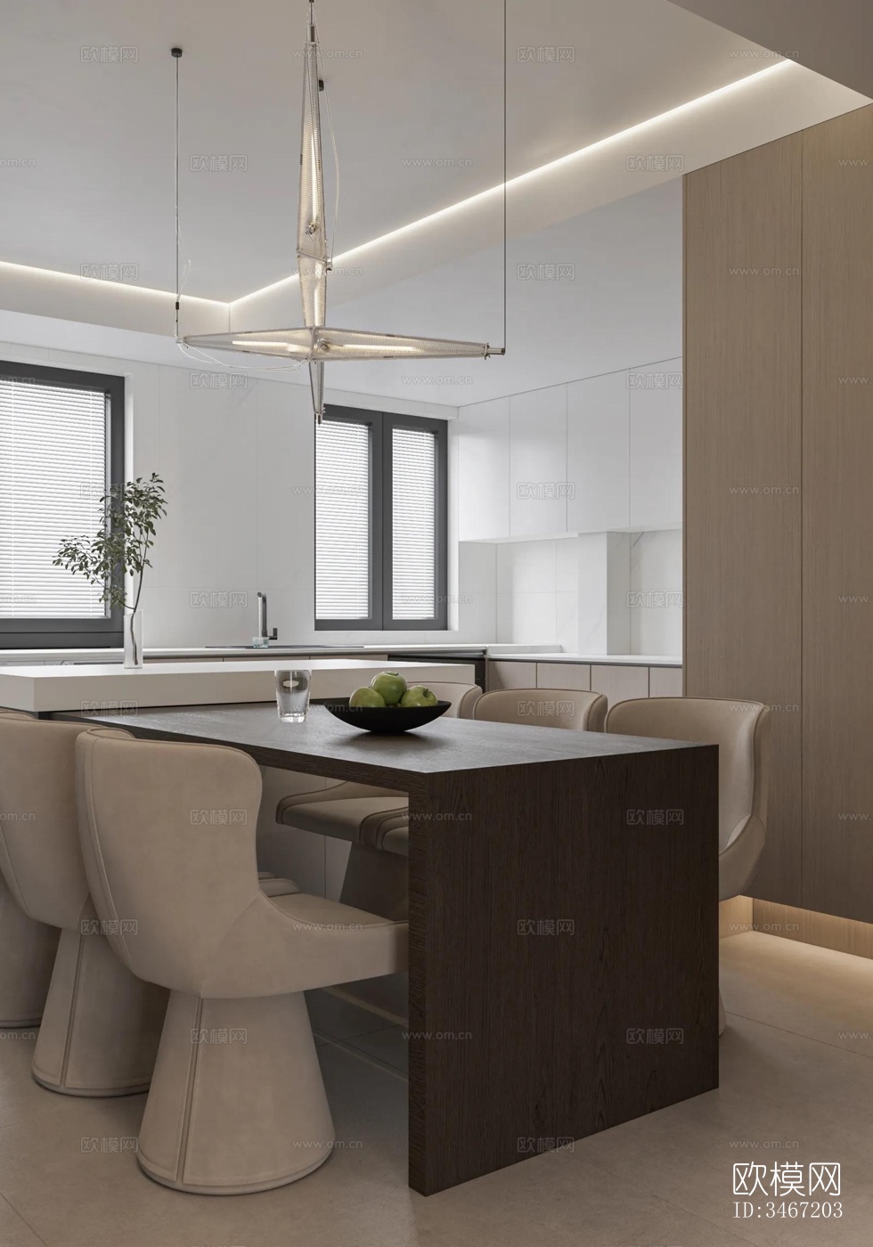 现代大平层效果图下载（渲染图6）