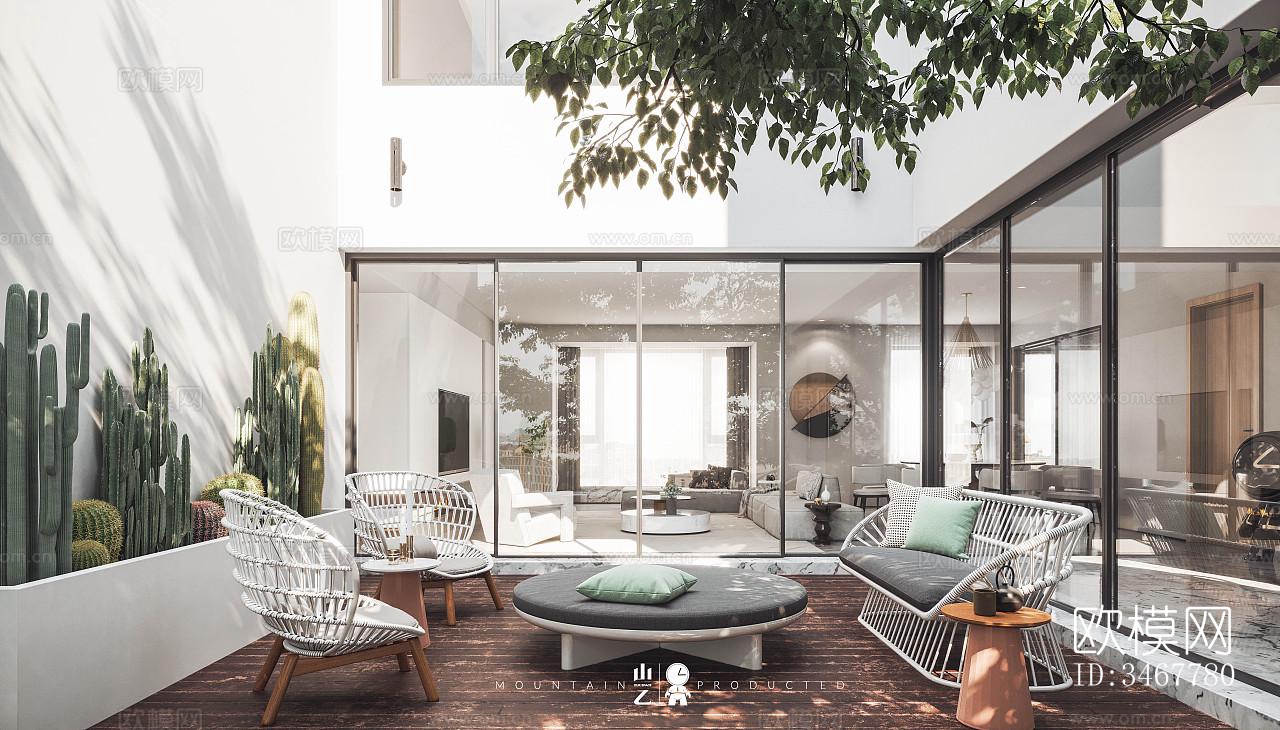 现代大平层效果图下载（渲染图8）