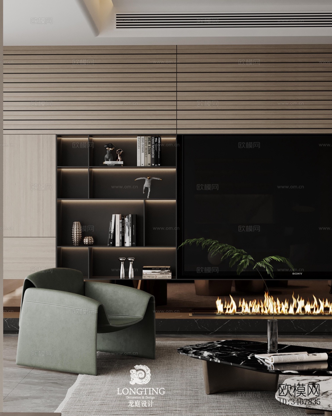 现代大平层效果图下载（渲染图8）