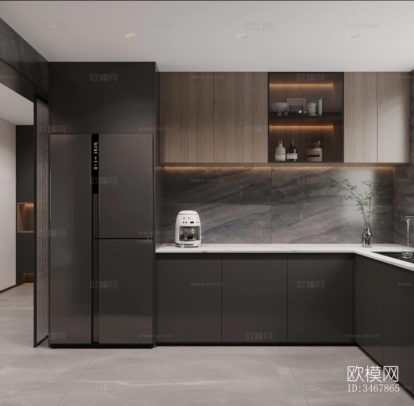 现代大平层效果图下载（渲染图2）