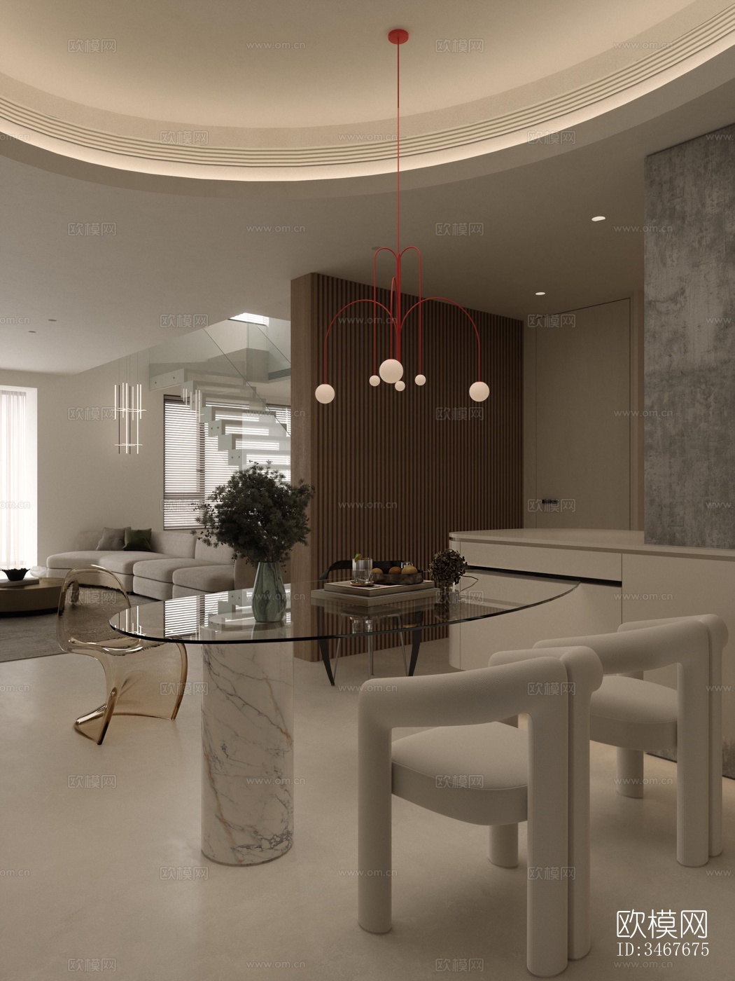 现代大平层效果图下载（渲染图7）