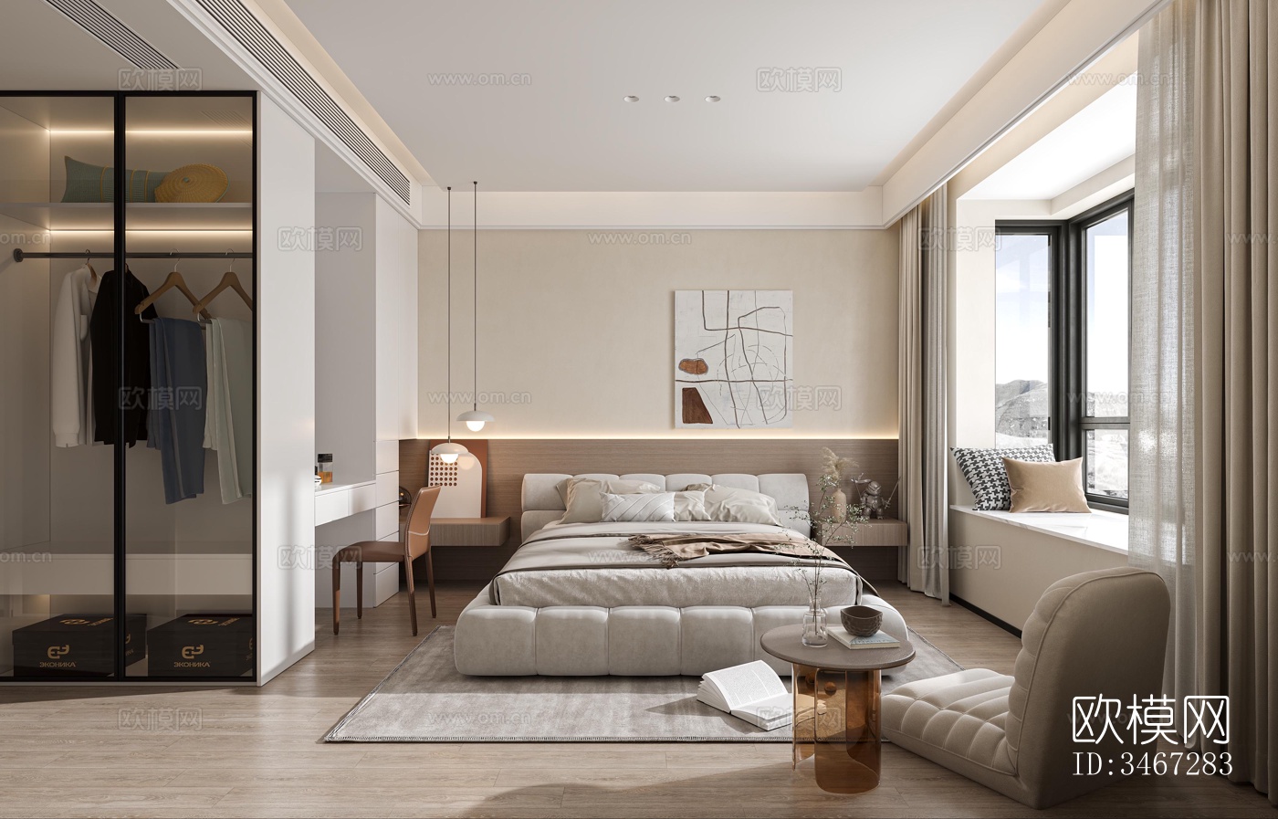 现代大平层效果图下载（渲染图3）